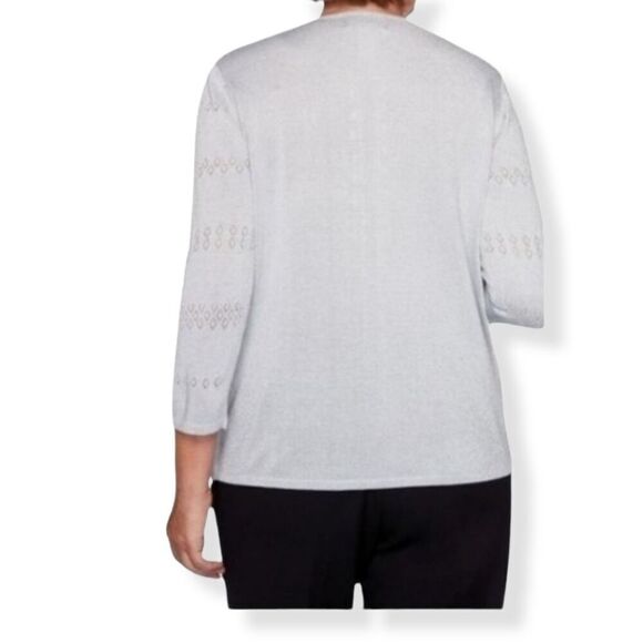 Alfred Dunner Silver Layered Sweater  Medium NWT - Picture 5 of 8